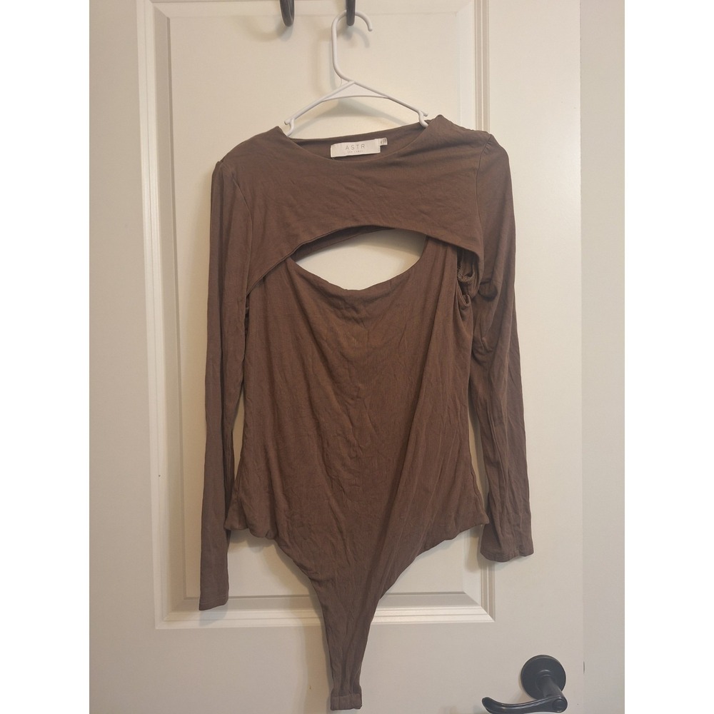 ASTR the Label Cutout Bodysuit Brown Size XL